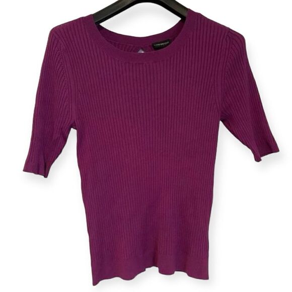 Lane Bryant Purple Ribbed Short Sleeve Keyhole Shirt Size 18/20 - Picture 1 of 4